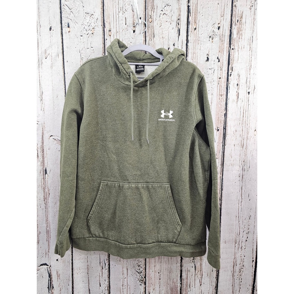 Under Armour Men's Fleece Hoodie Green Size Large Pullover Casual Sweatshirt EUC